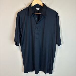 Collar & Co Solid Black Dress Collar Short Sleeve Polo Shirt Mens XL EUC